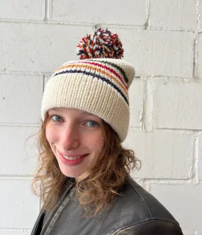 Retro Stripe Unisex Pom Pom Knit Hat-FINAL SALE