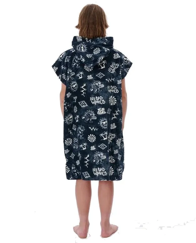 RIP CURL BLACK | PONCHO CON CAPUCHA PARA NIÑO EN NEGRO DESGASTADO