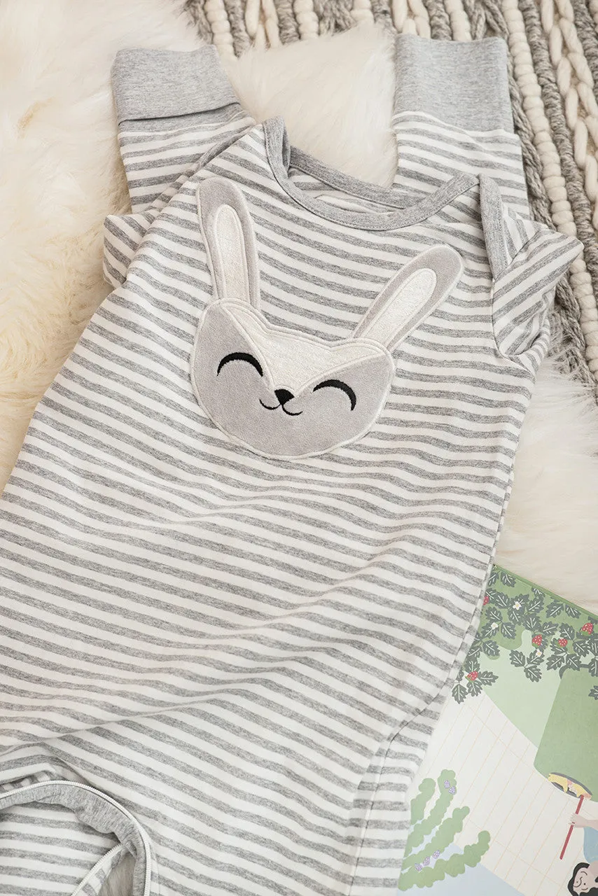 Self-Soothing Footless Romper Grey Stevie The Bunny™ Cotton