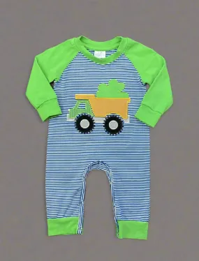 Shamrock Dump Truck Raglan Romper - Boys