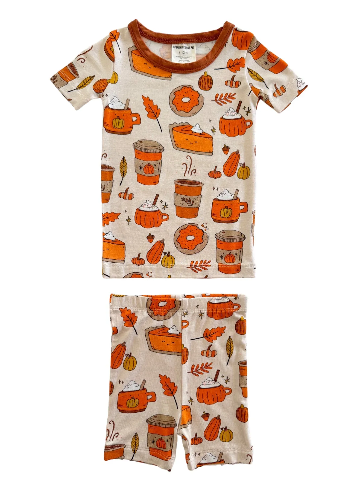 Short Sleeve 2-Piece Set, Pumpkin Spice Latte