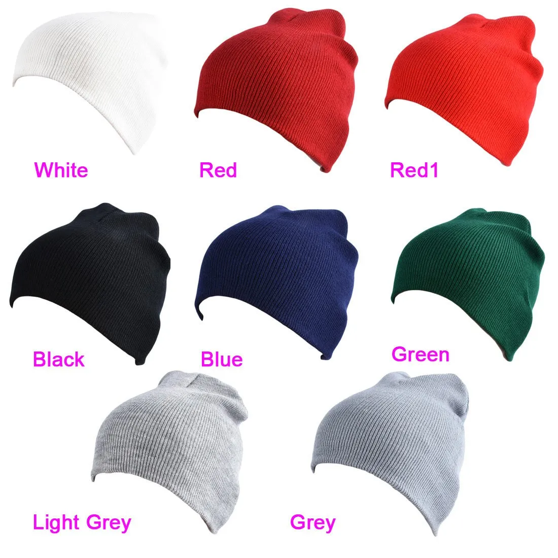 Sidiou Group Unisex Plain Beanie Knit Hat Winter Warm Cap Solid Color Hip-pop Slouchy Skull Hat