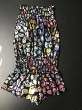 SMOCKED ROMPER MULTI SKULLS