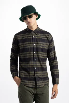 Soft Cloth Doheny Patch Pocket Shirt in Italian Woven - Olive Plaid