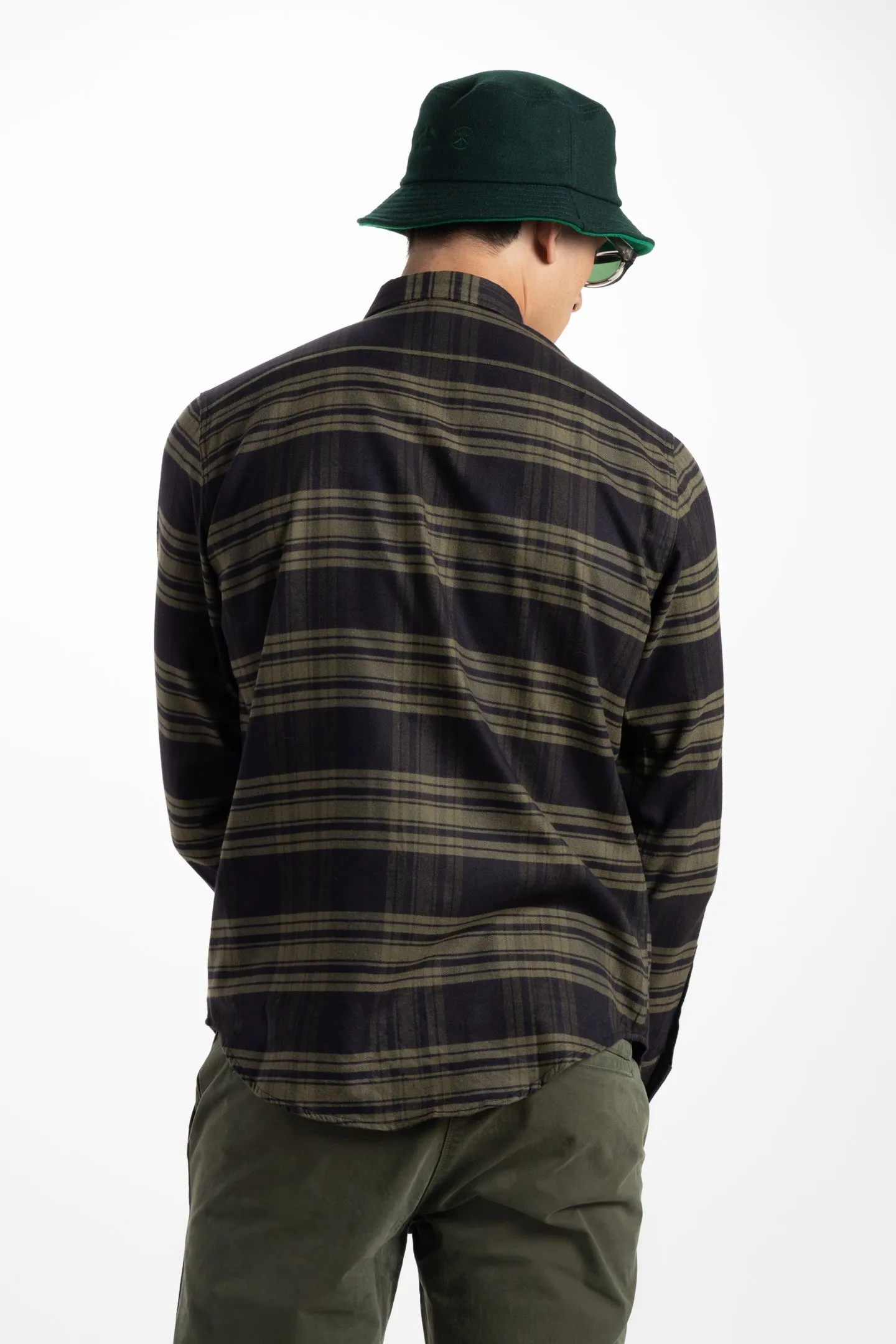 Soft Cloth Doheny Patch Pocket Shirt in Italian Woven - Olive Plaid
