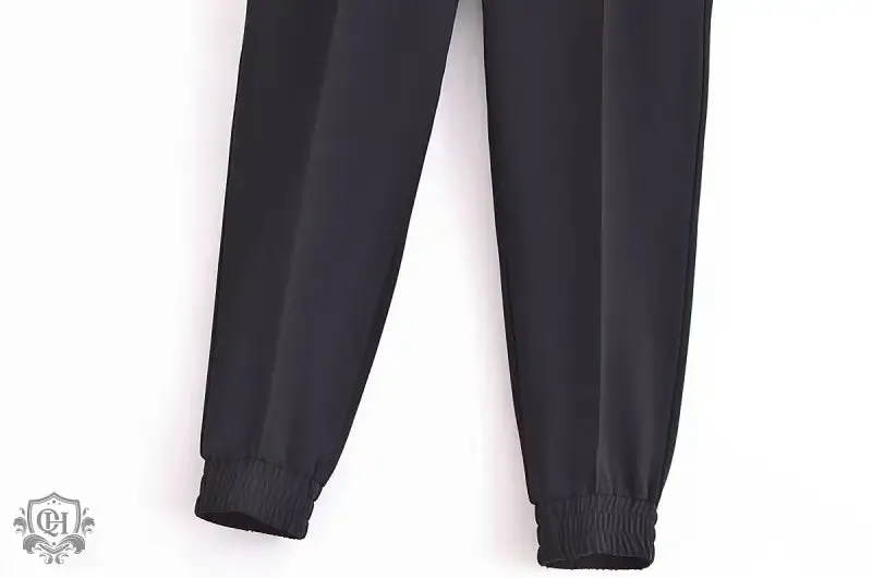 Solid Casual Tie Waist Trousers