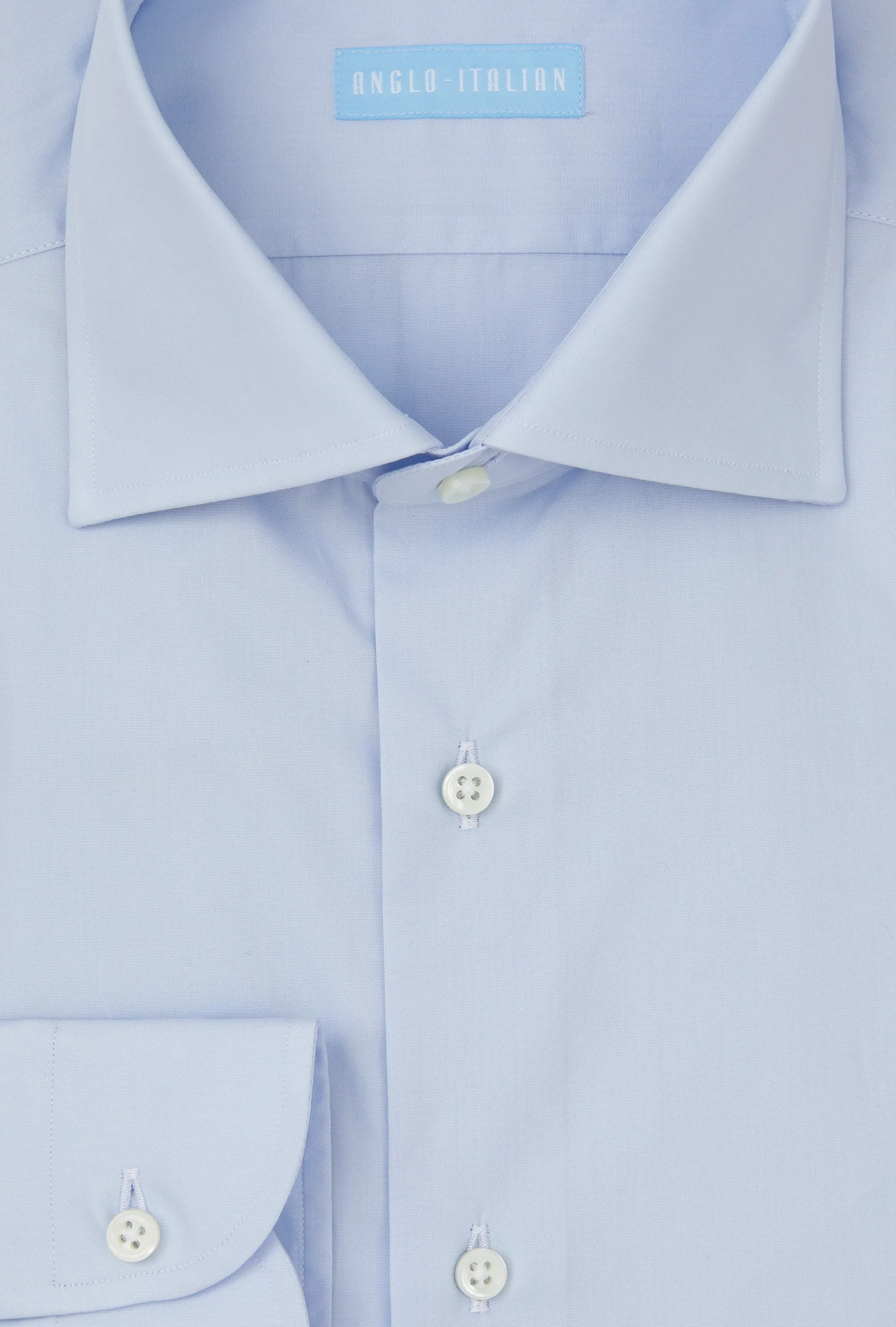 Spread Collar Shirt Cotton Poplin Sky Blue