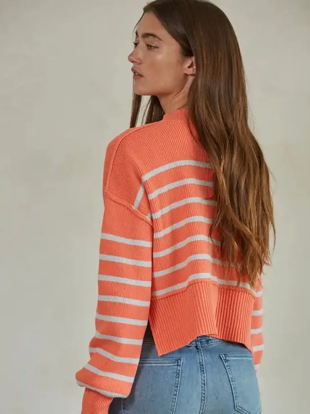 Striped Pullover in Salmon