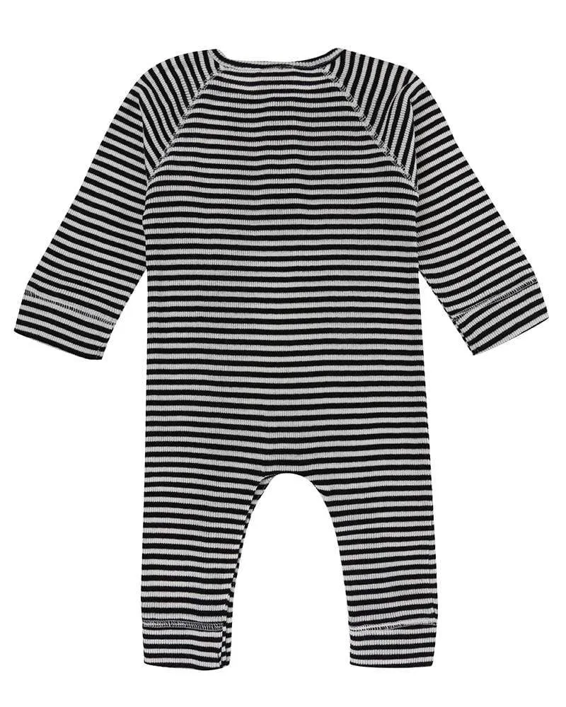 Striped Ribbed Long-Sleeve Romper