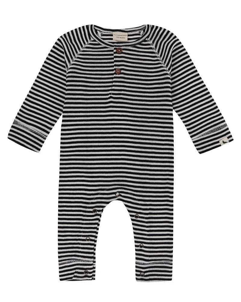 Striped Ribbed Long-Sleeve Romper