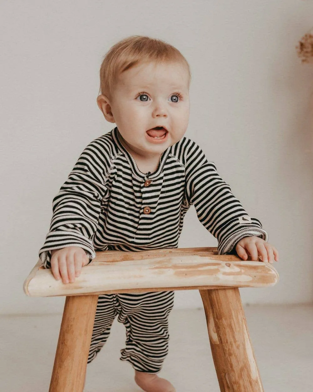 Striped Ribbed Long-Sleeve Romper