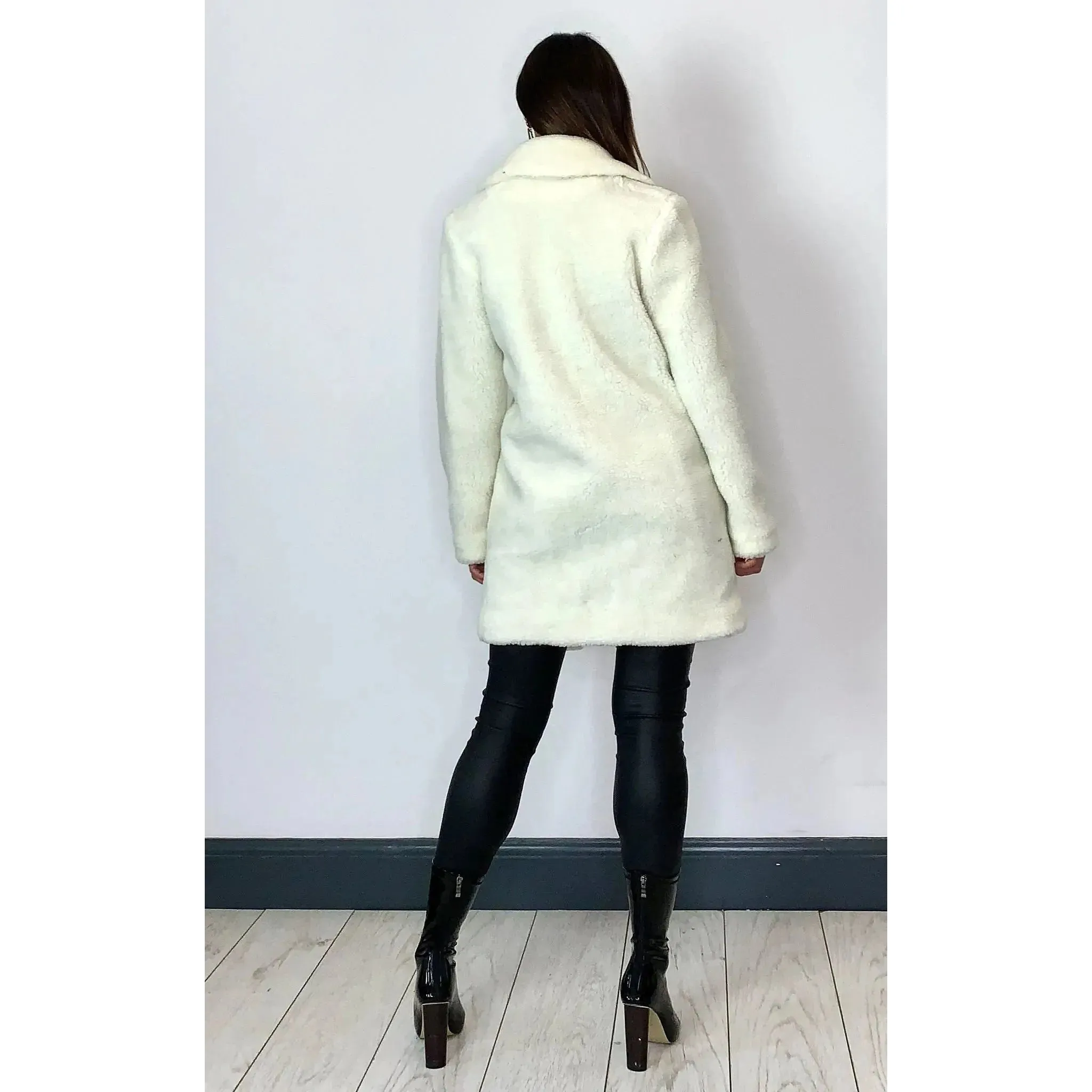 Stud Button Borg Teddy Coat