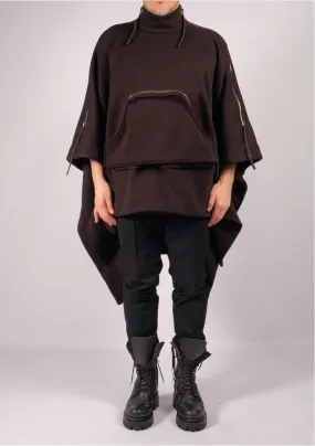 Sweatshirt Poncho with Zippers