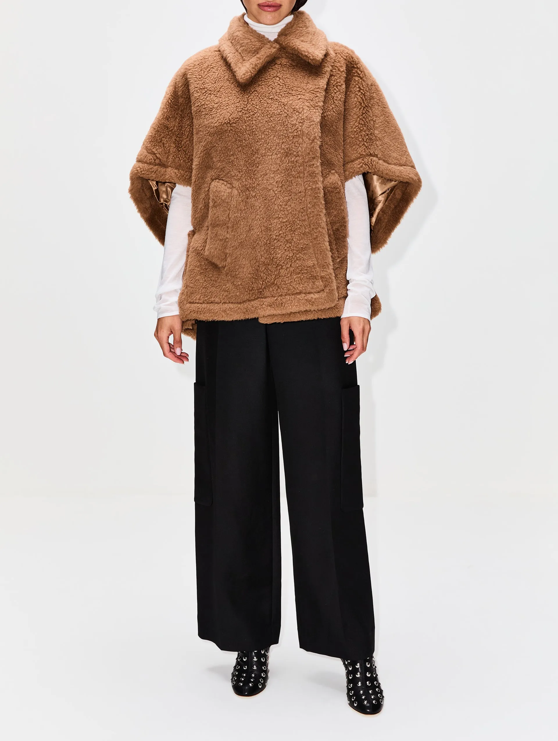 Tebe Shearling Cropped Sleeve Coat
