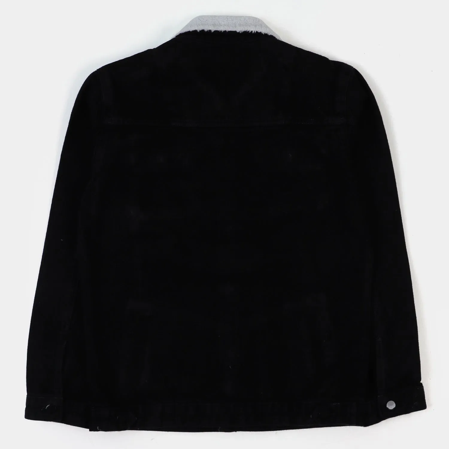 Teens Boy Denim Jacket Sherpa-BLACK