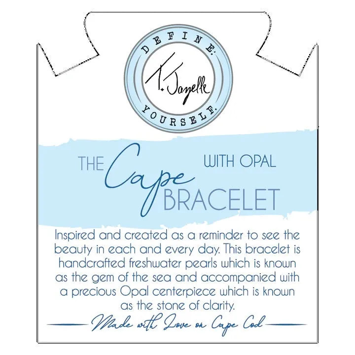 The Cape Bracelet Reverse- Pearl with Denim Blue Opal Ball