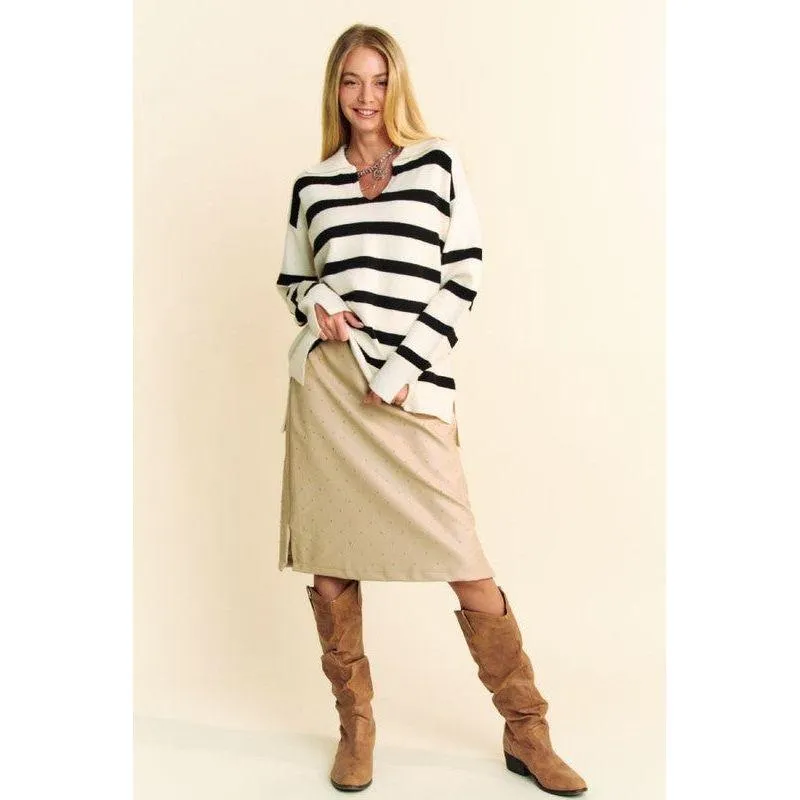 The Johnny White/Black Stripe Sweater
