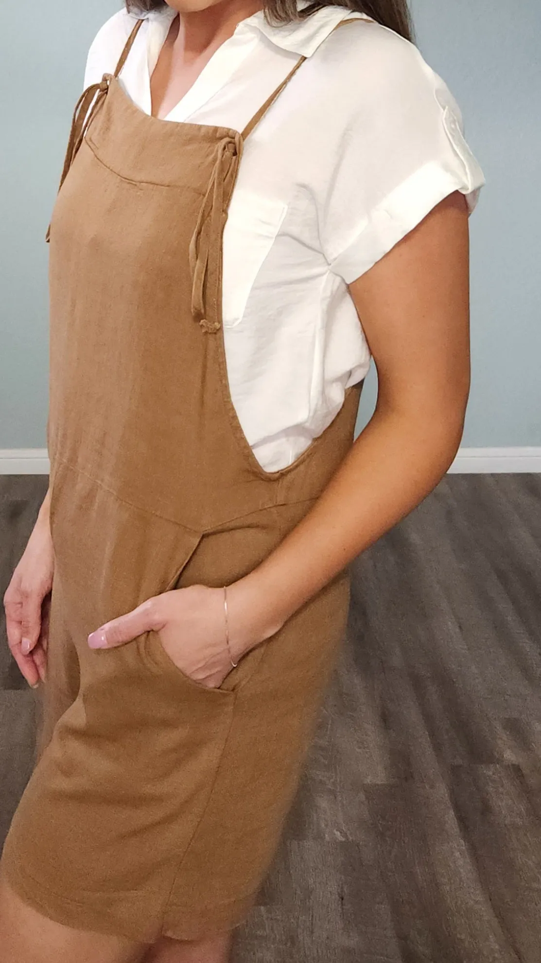 The Most Comfortable Romper Ever-Camel