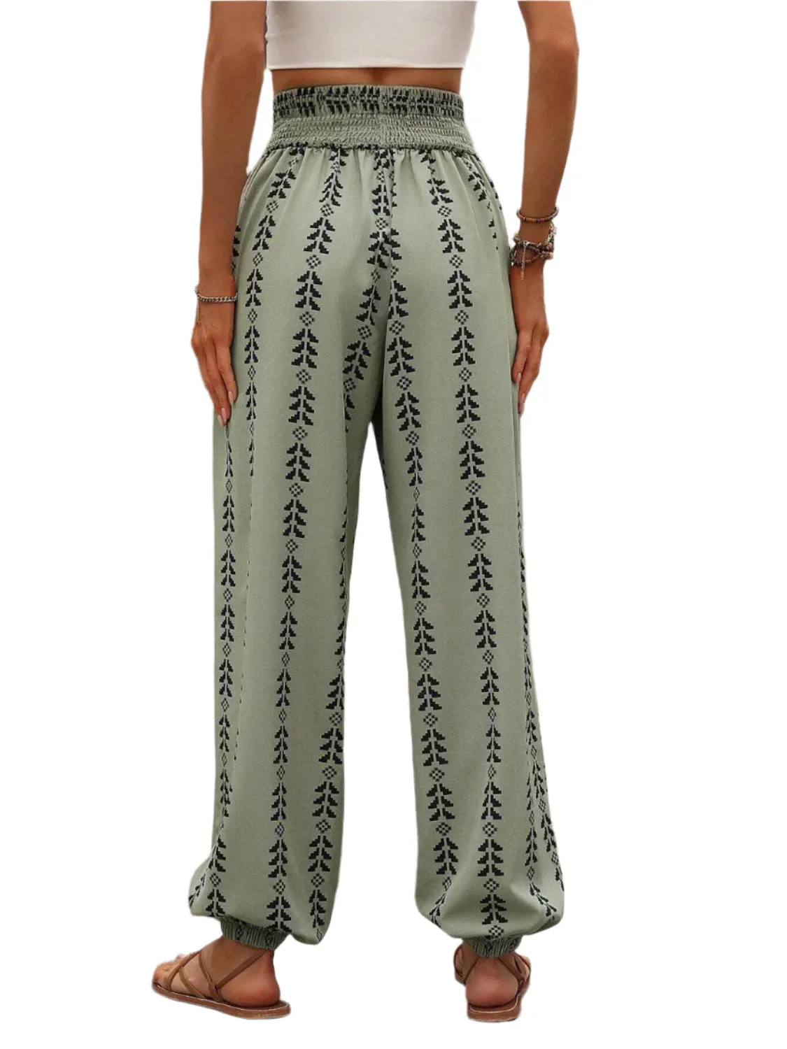 Tied Printed High Waist Pants