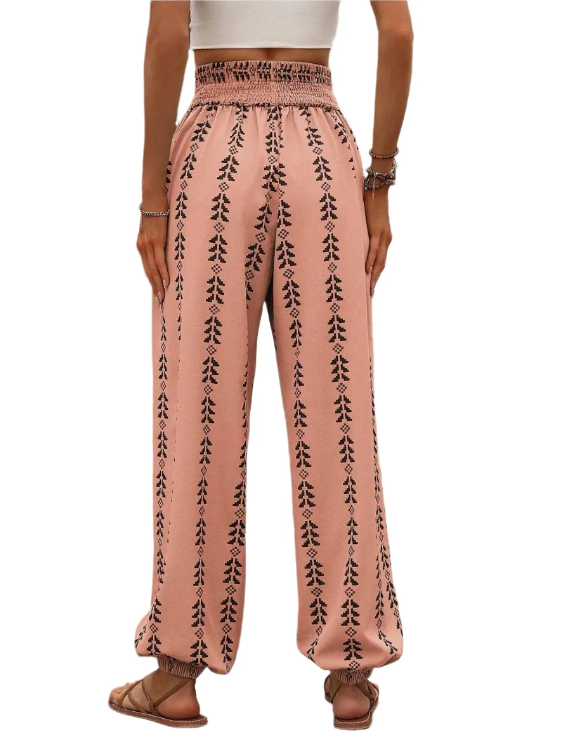 Tied Printed High Waist Pants