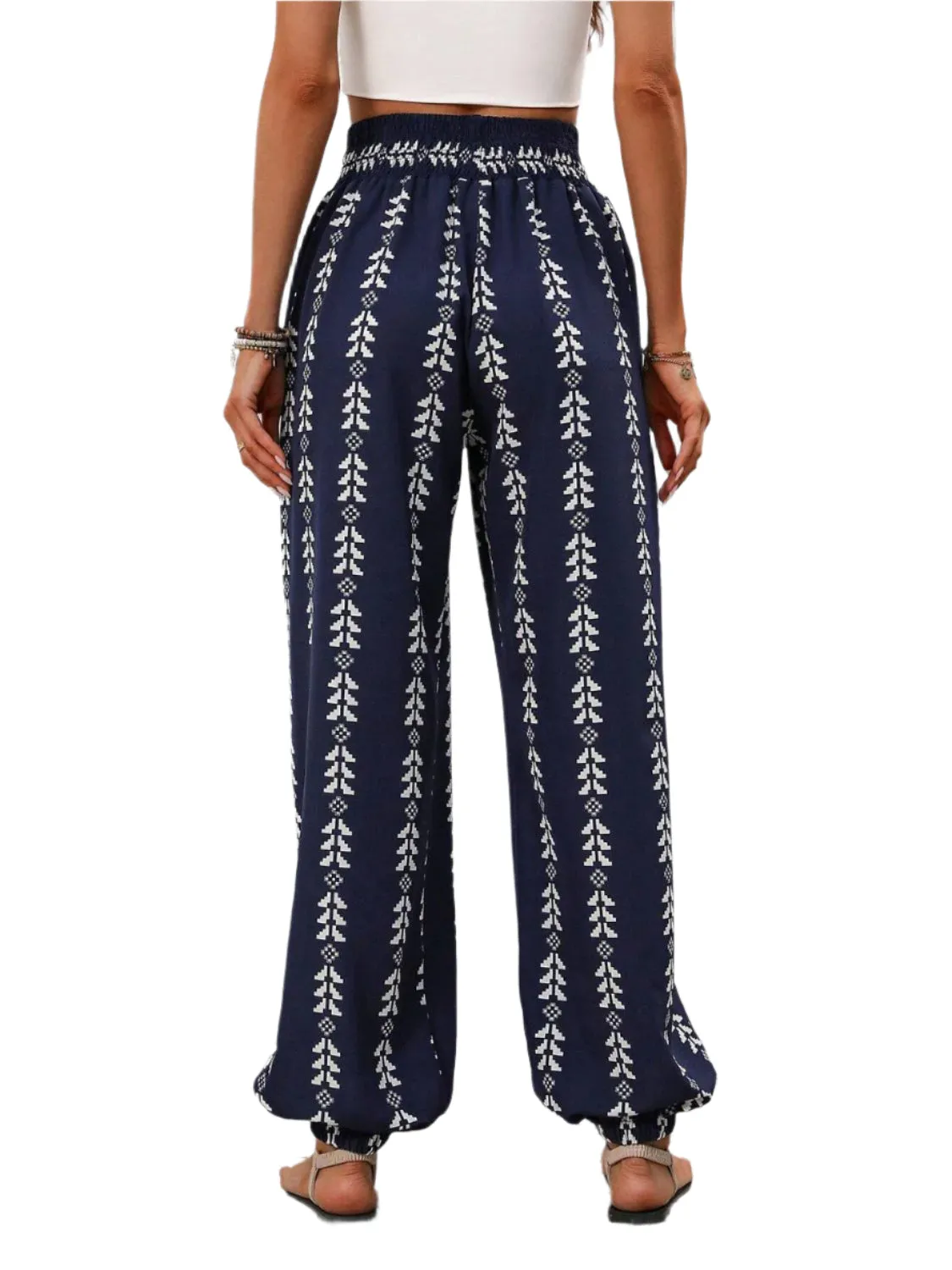Tied Printed High Waist Pants