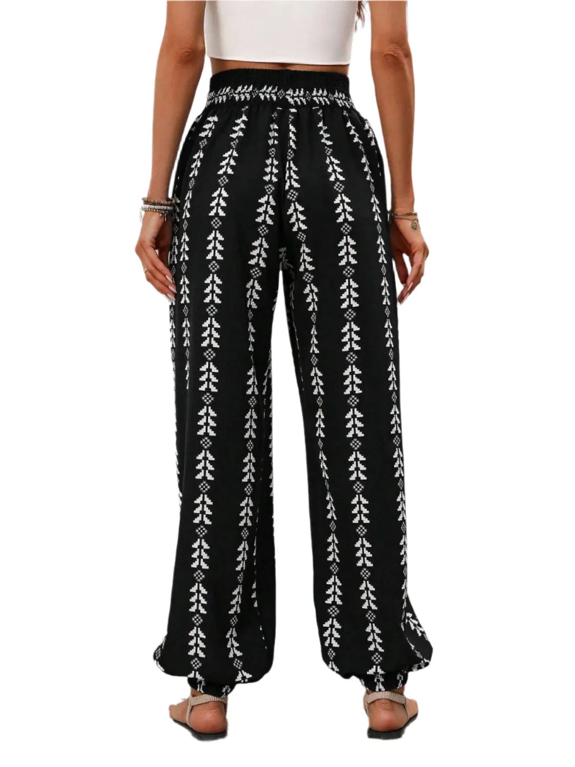Tied Printed High Waist Pants