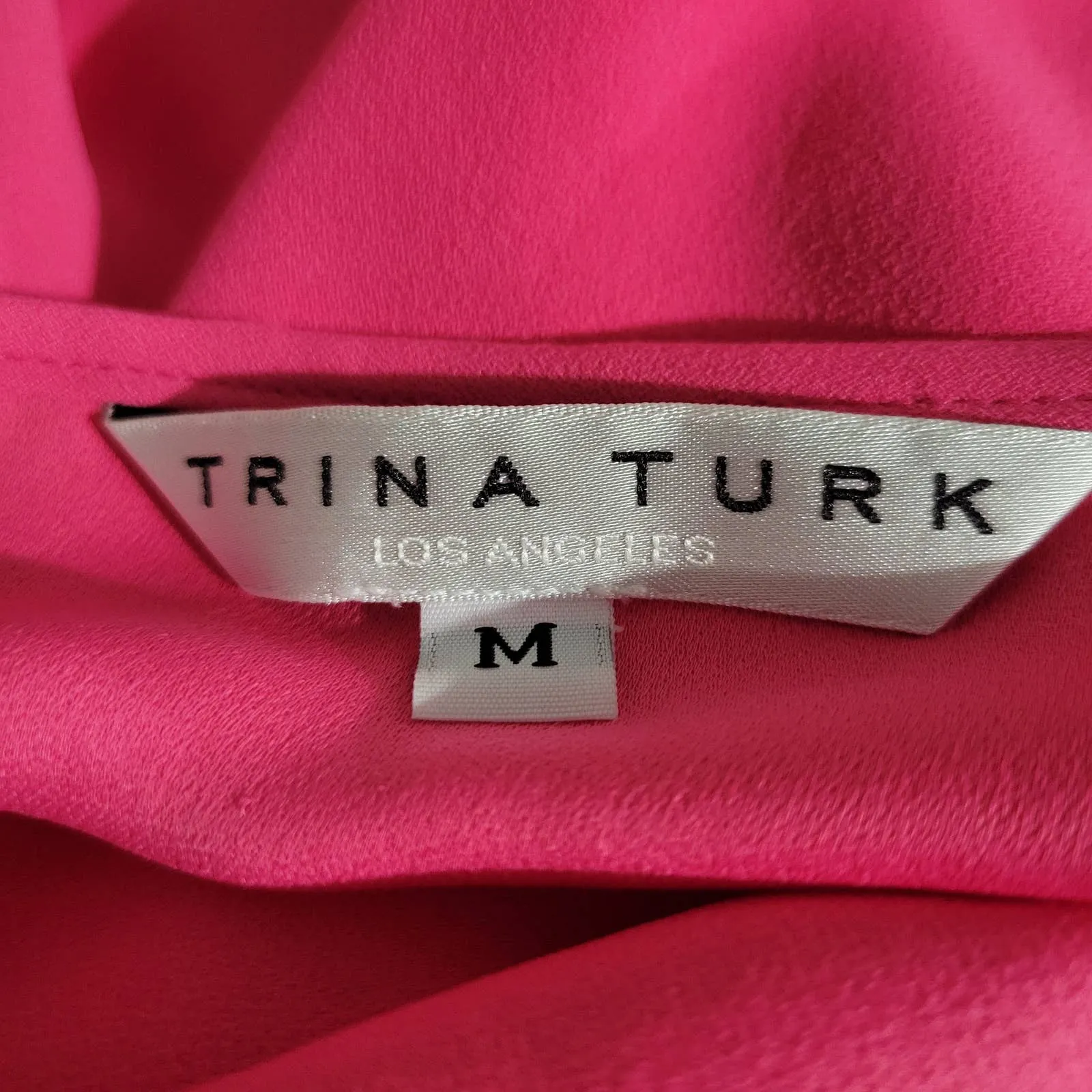 Trina Turk Tori Romper Hot Pink Playsuit Drawstring Shorts Blouson Travel Size Medium