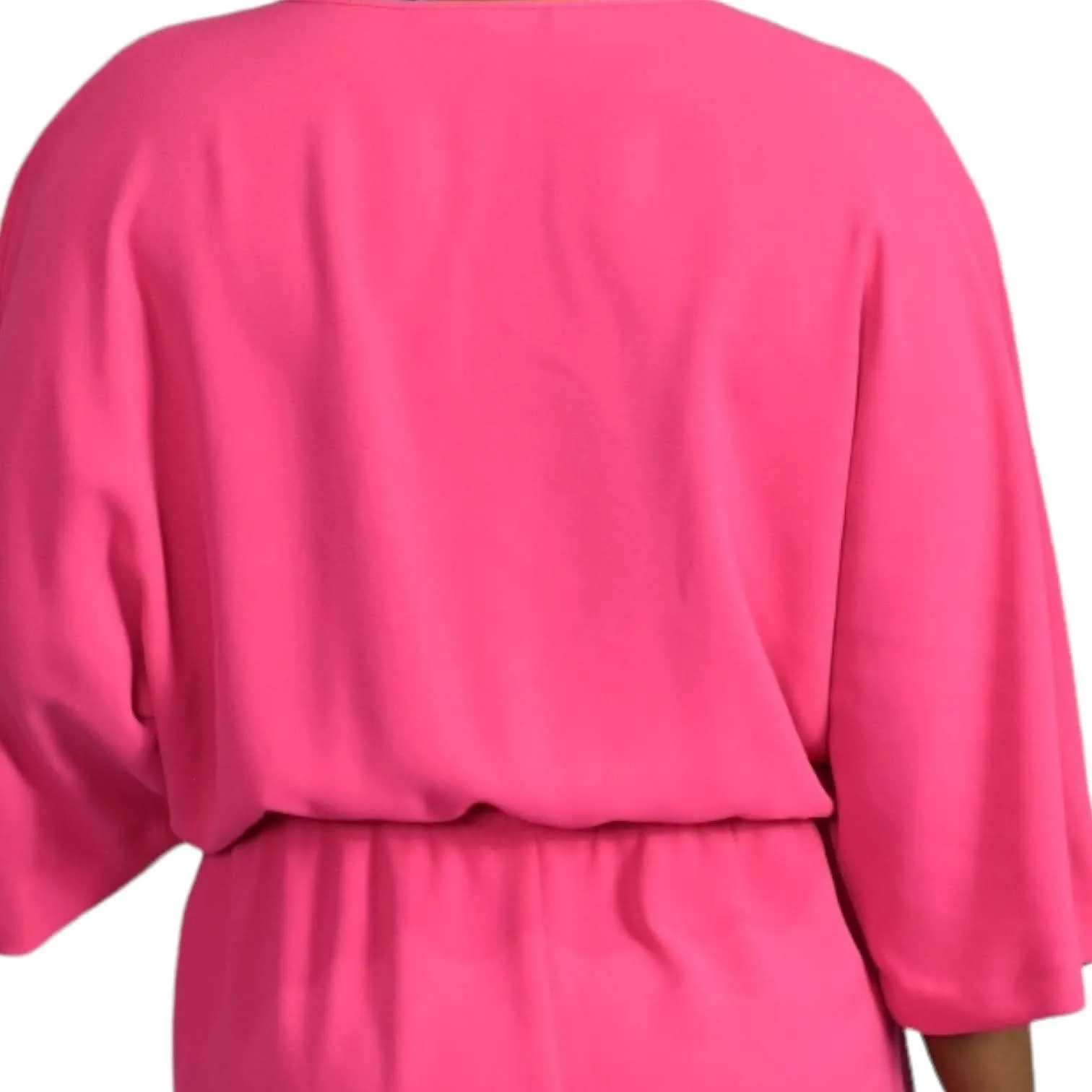 Trina Turk Tori Romper Hot Pink Playsuit Drawstring Shorts Blouson Travel Size Medium