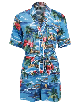 Tropical Print Belted Romper