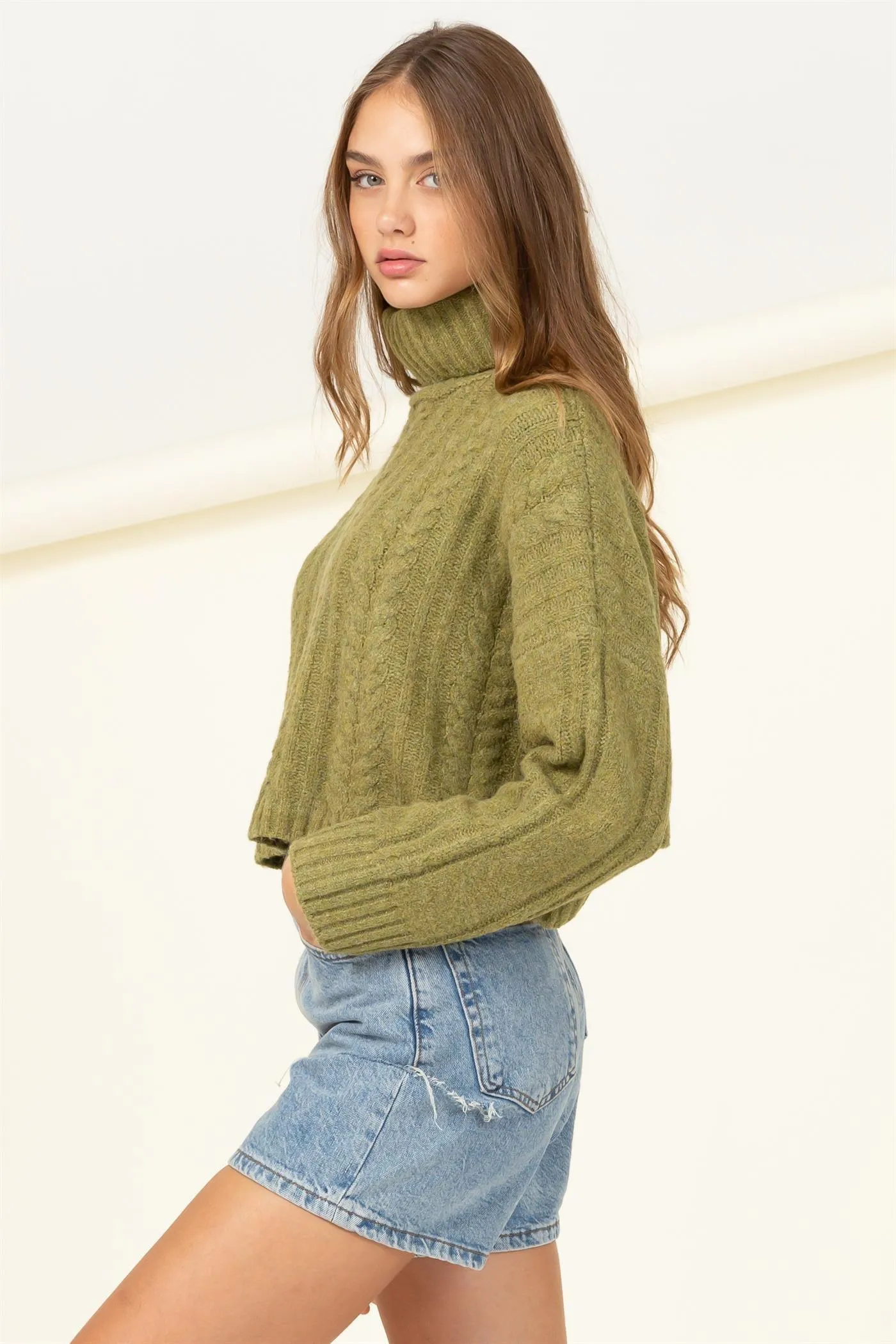 turtleneck box crop sweater