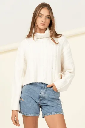 turtleneck box crop sweater