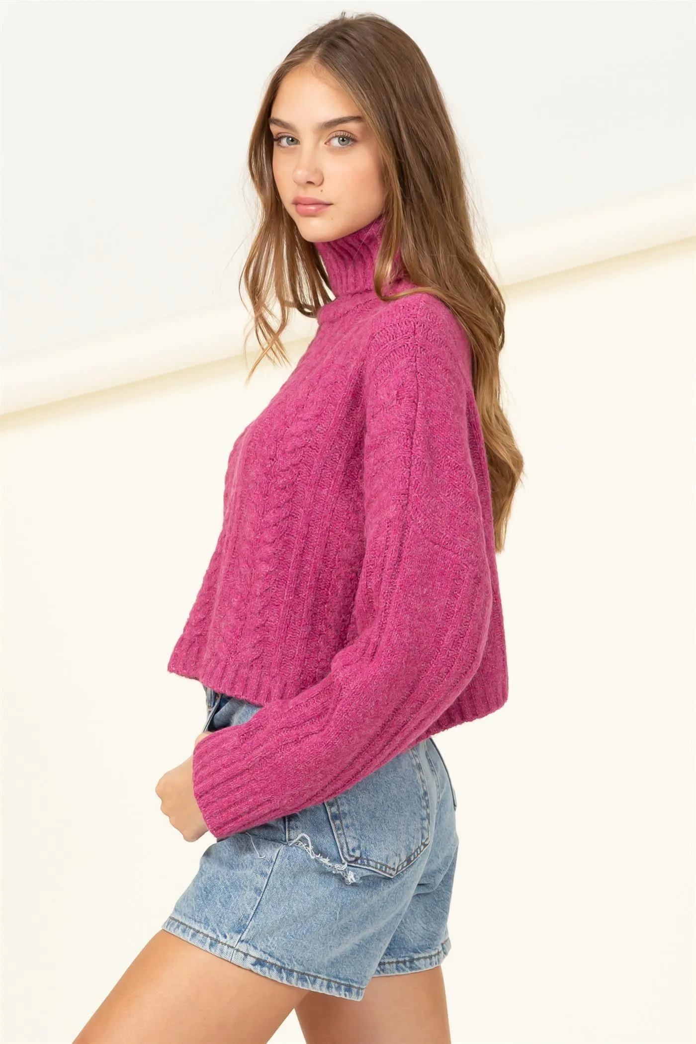 turtleneck box crop sweater