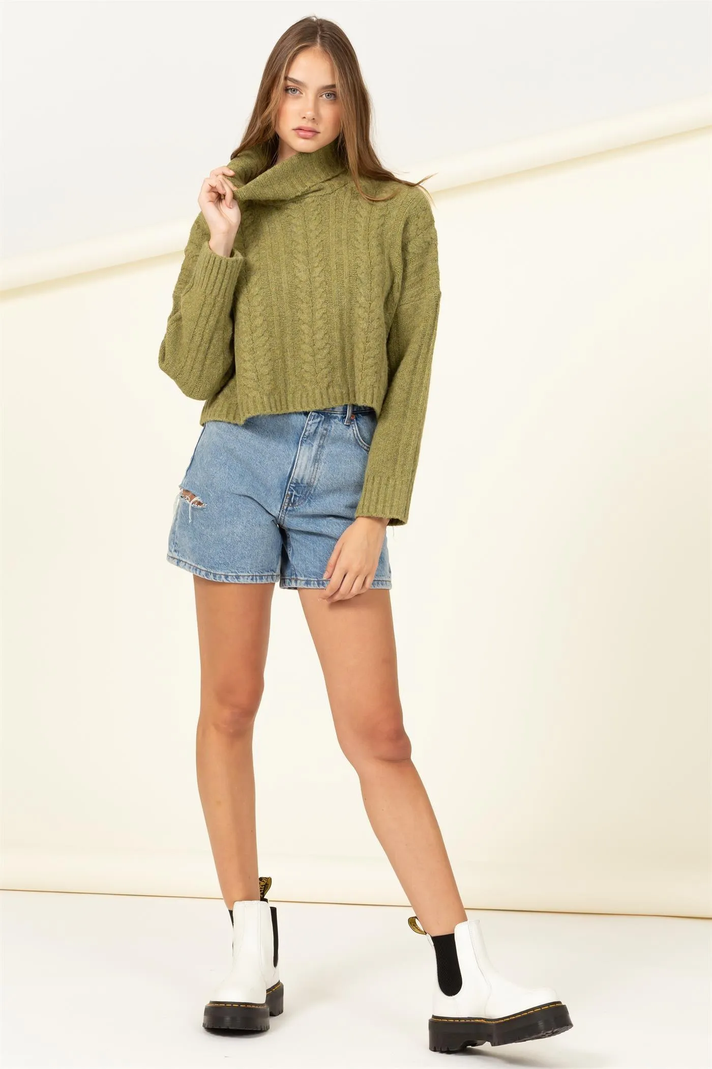 turtleneck box crop sweater