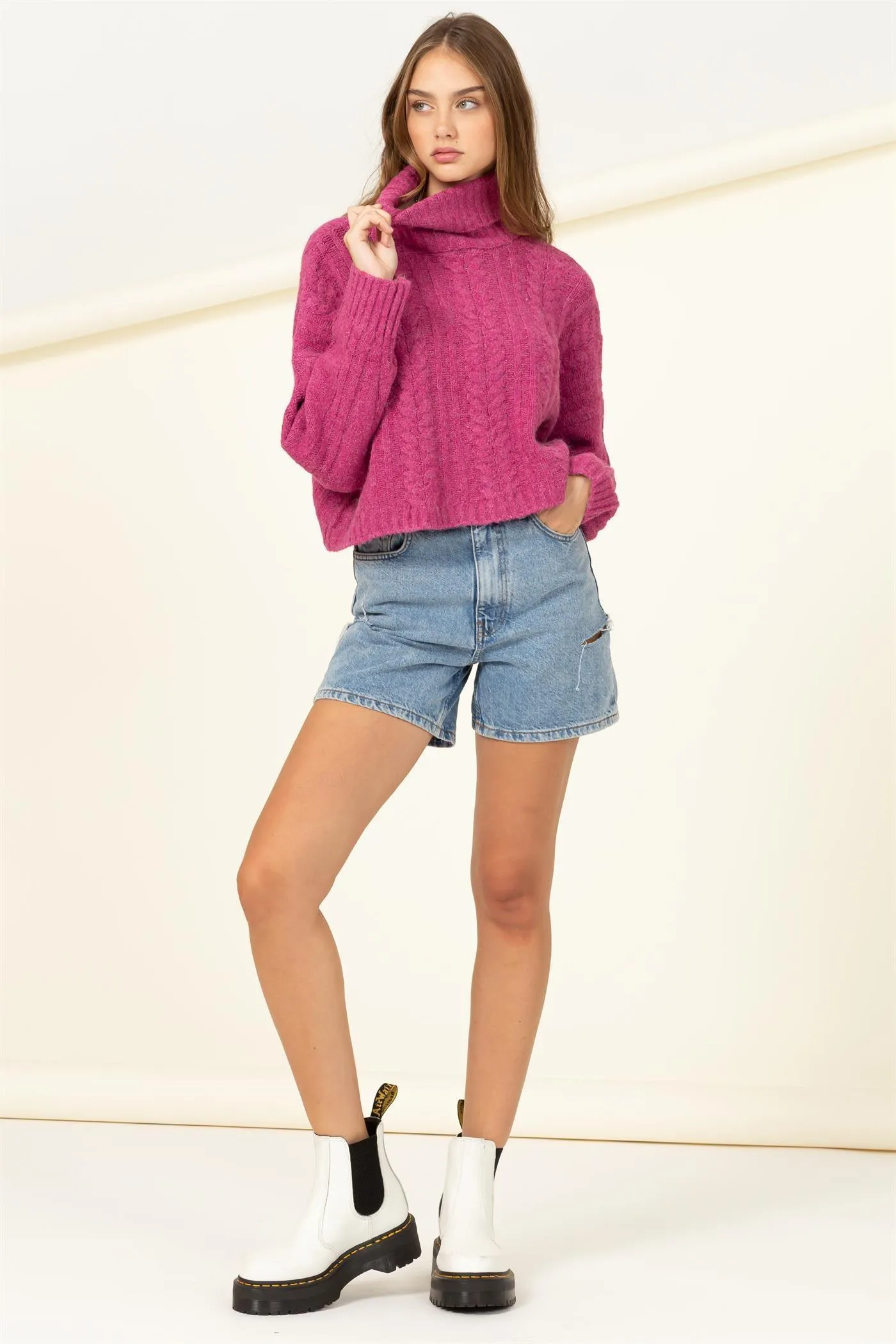 turtleneck box crop sweater