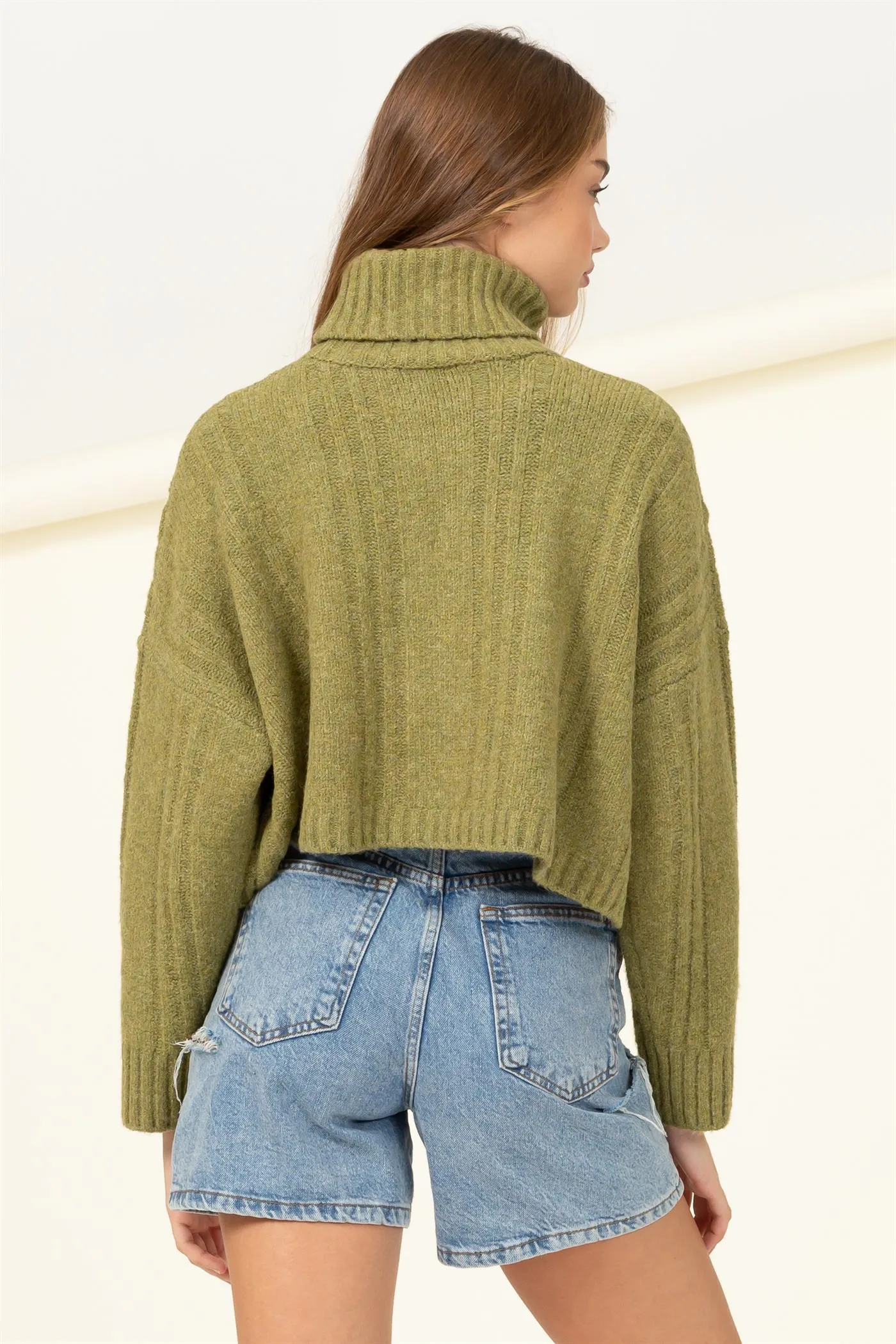 turtleneck box crop sweater