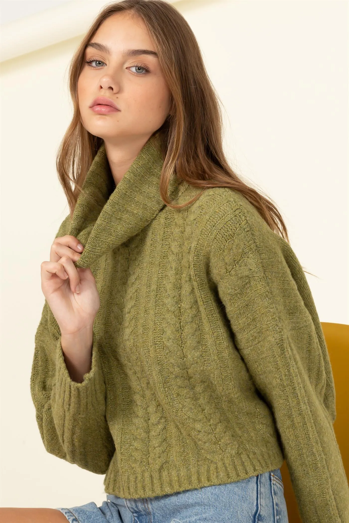 turtleneck box crop sweater