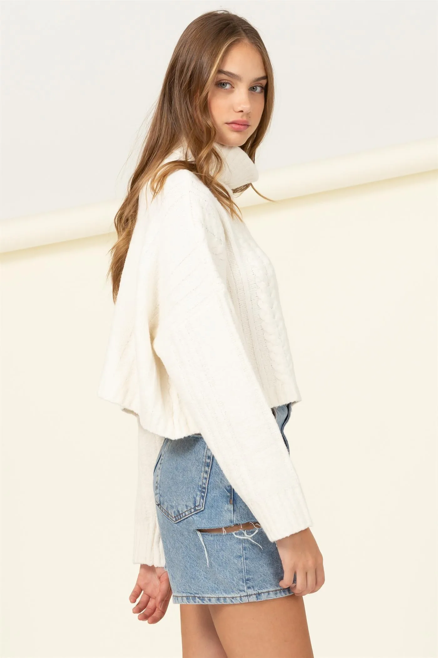 turtleneck box crop sweater