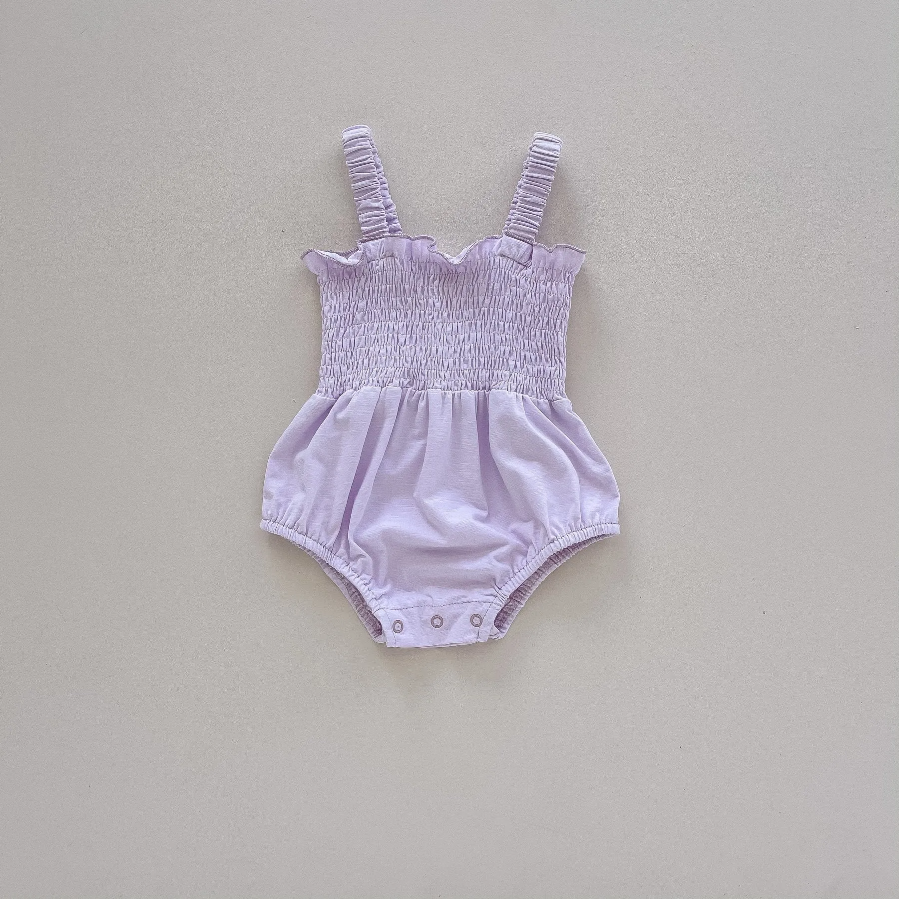 Two Darlings | Lilac Bamboo Shirred Romper