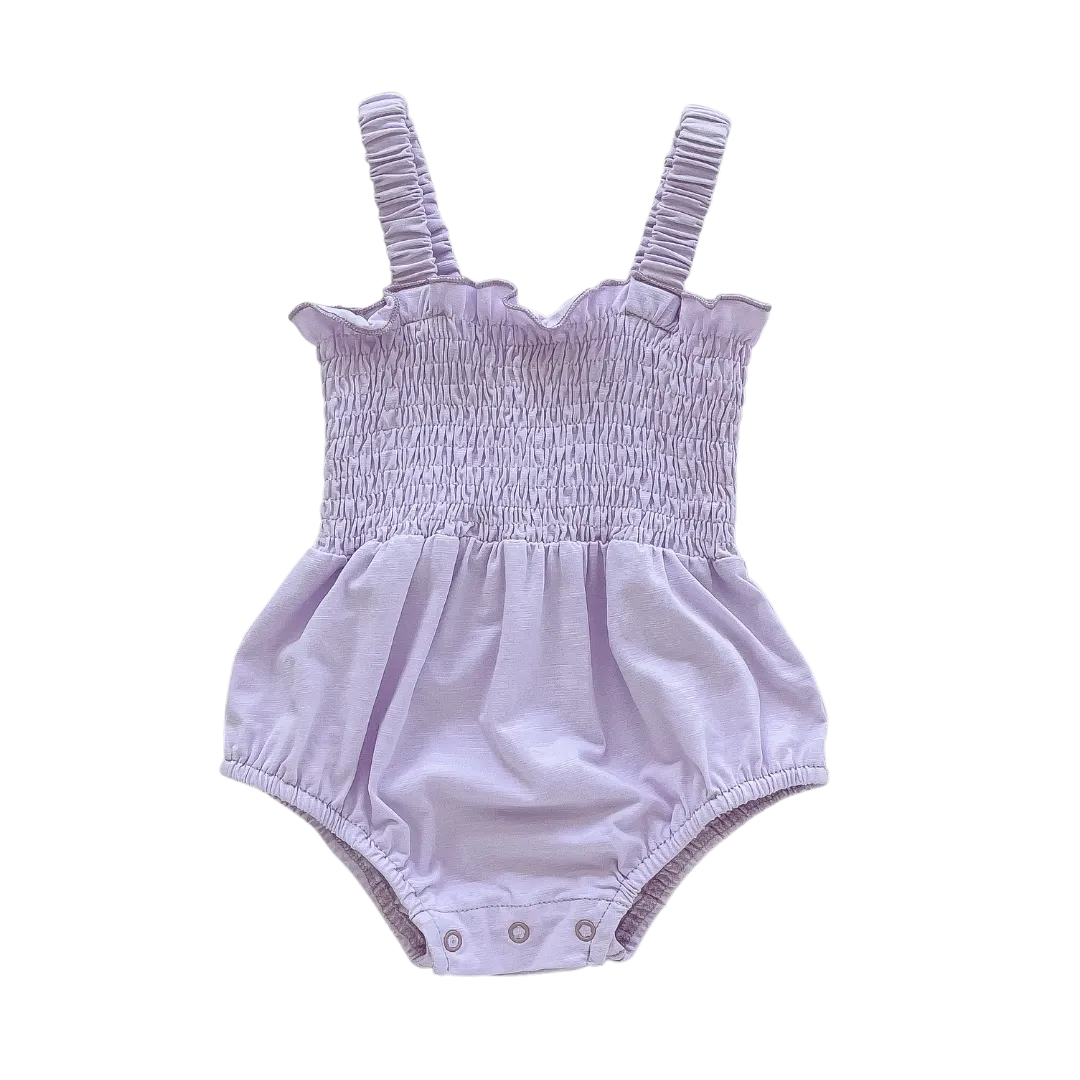 Two Darlings | Lilac Bamboo Shirred Romper