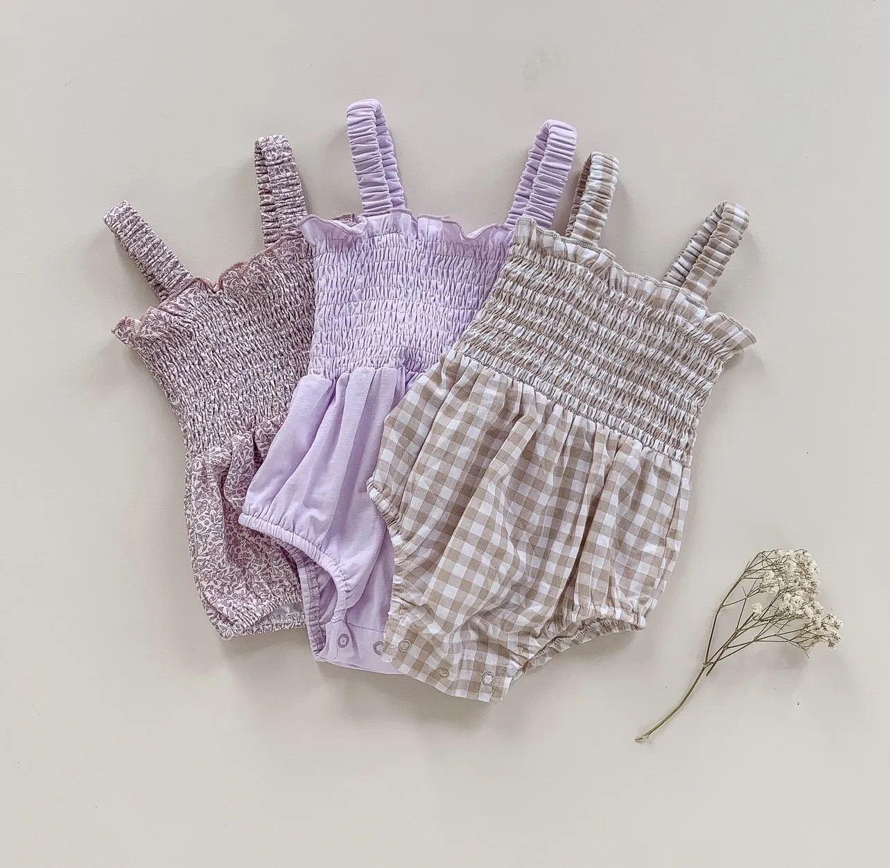 Two Darlings | Lilac Bamboo Shirred Romper