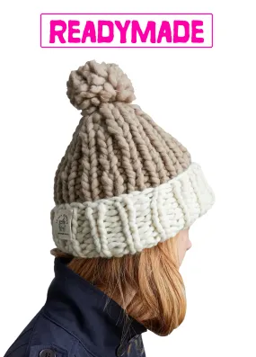 Two Tone Pompom Beanie - Merino