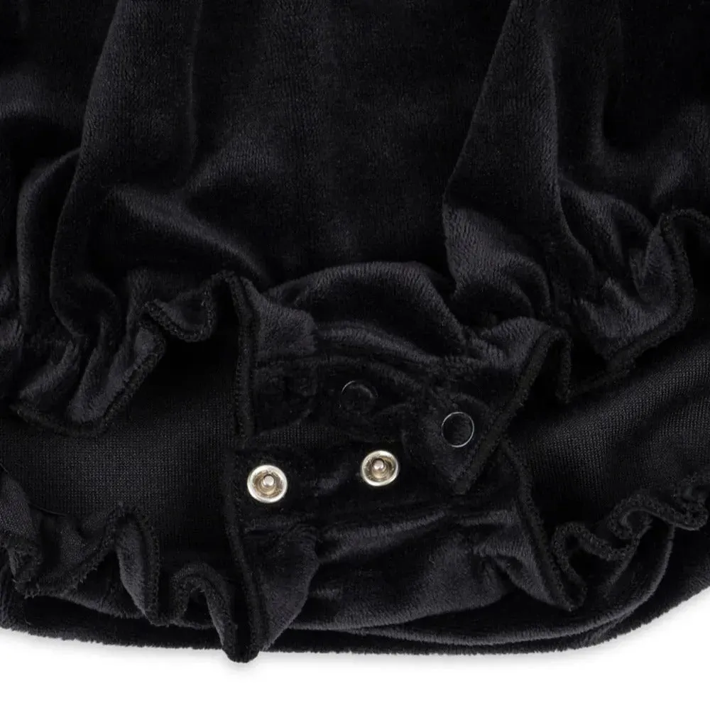 Venola Lace Collared Velvet Baby Romper (Black)