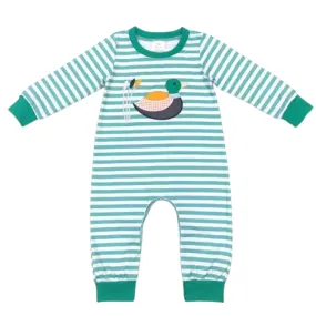 Western Ducks Long Sleeve Striped Zip Romper - Baby