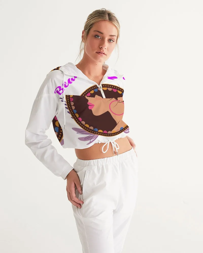 White Beautiful queen Women's Cropped Windbreaker