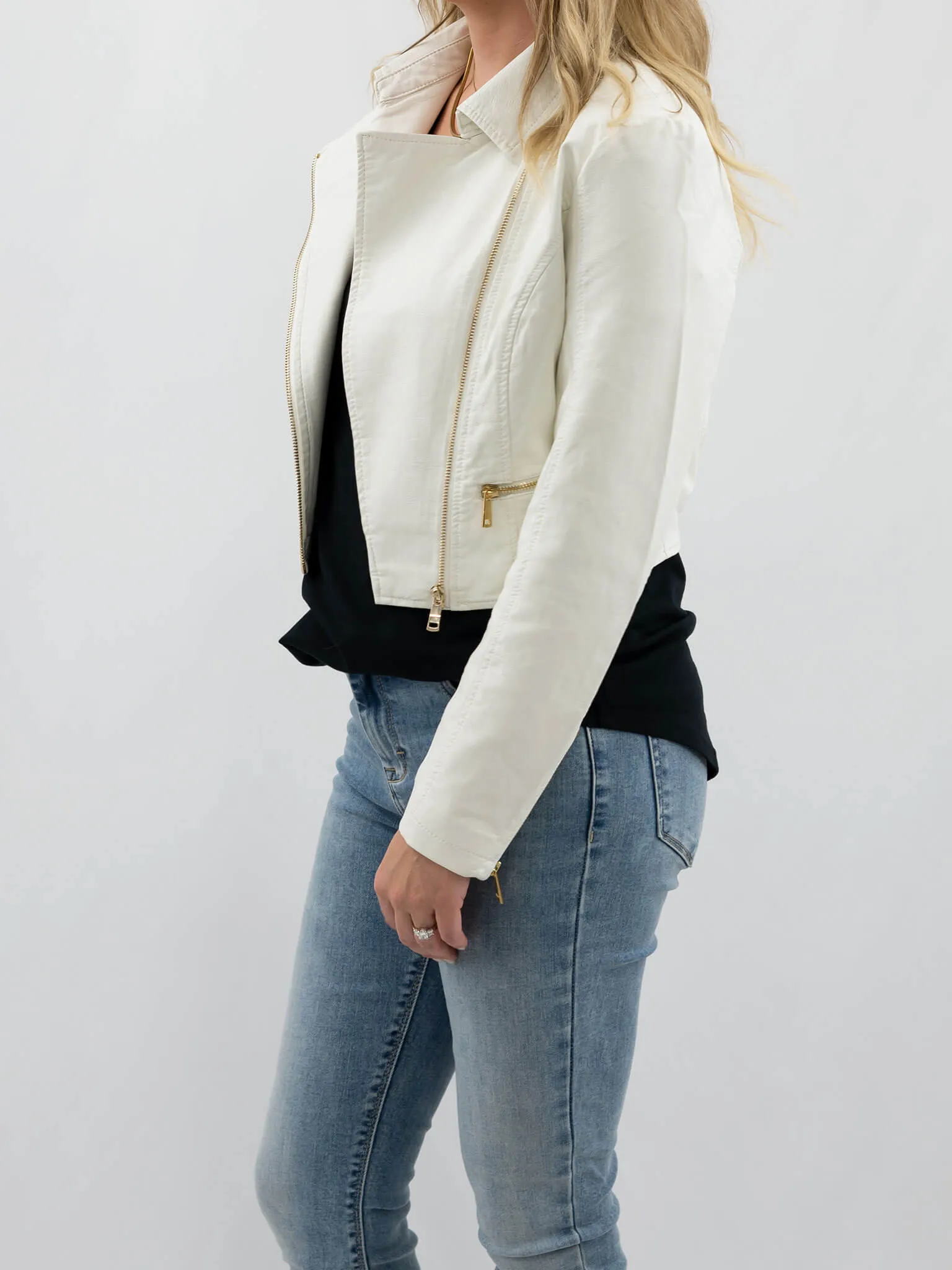 White Leather Moto Jacket