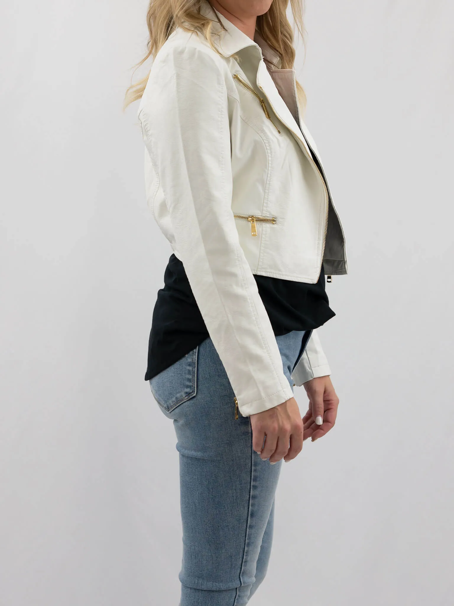 White Leather Moto Jacket