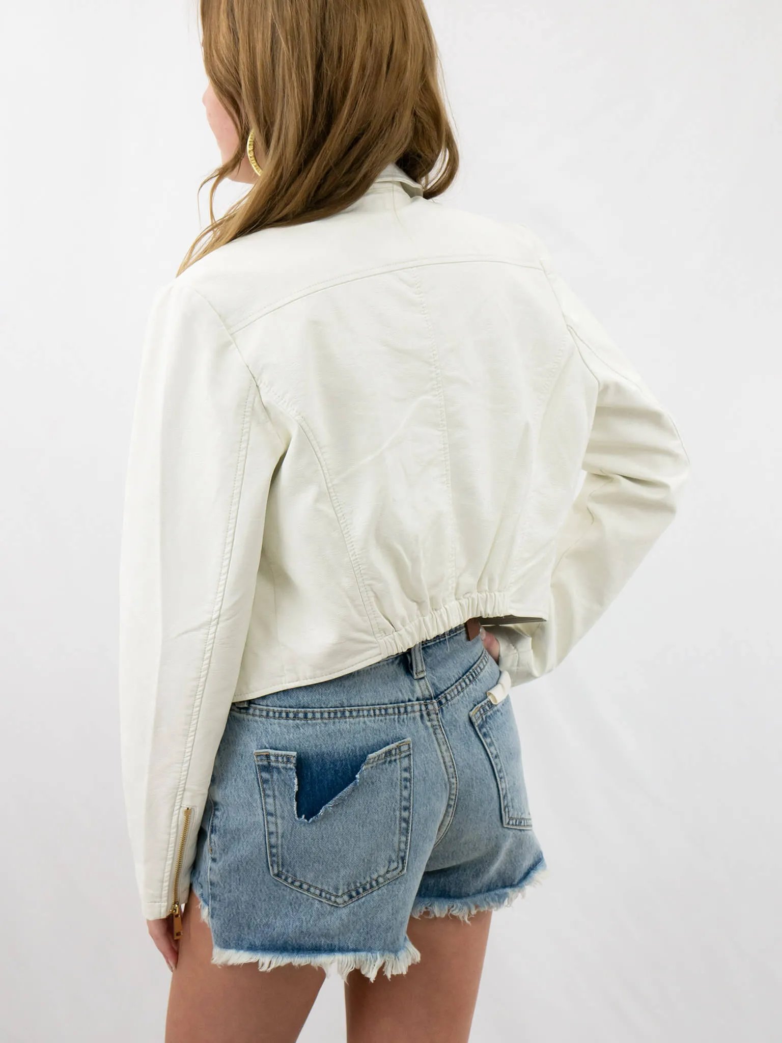 White Leather Moto Jacket