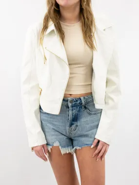 White Leather Moto Jacket