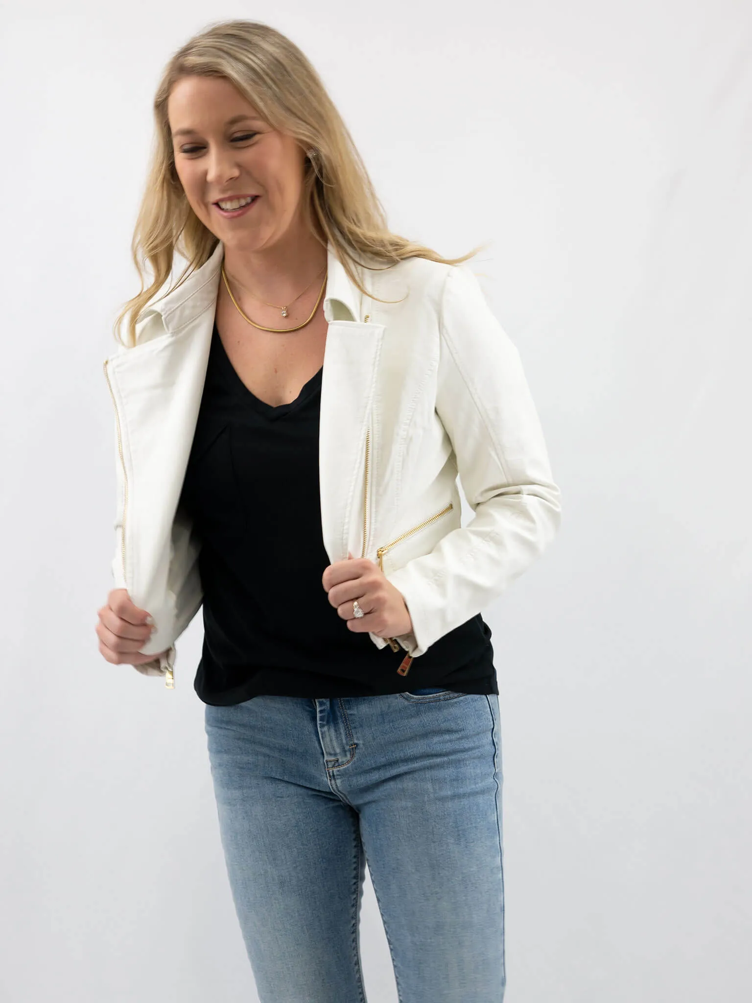 White Leather Moto Jacket