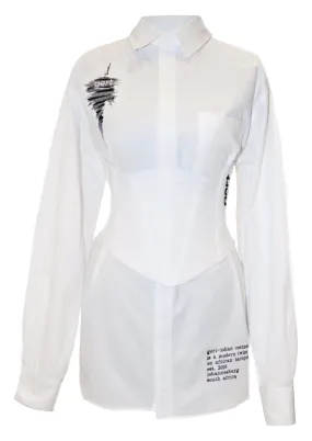 White Oversized Gert Cotton Shirt (corset sold separately)